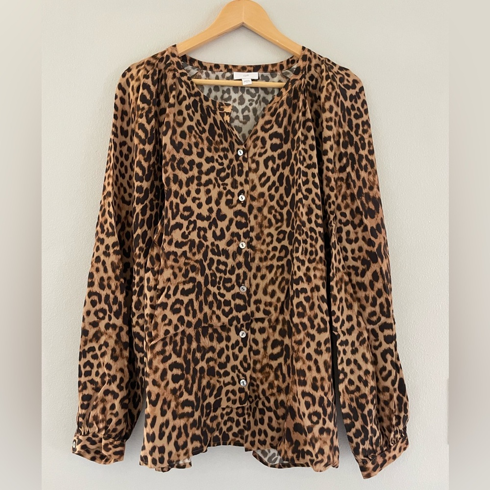J. Jill Animal Print Button Down Blouse